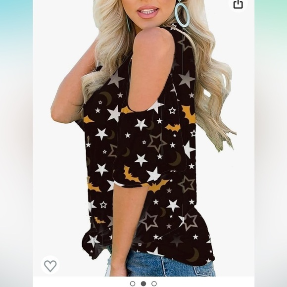 NWT Roshop Women's Sexy Cold Shoulder Button Down Tie Front Halloween Shirts - Picture 2 of 3